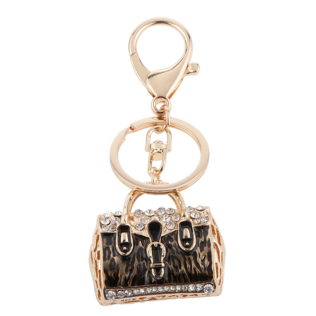 Rhinestone Crystal Fashion Ladies Handbag Keyring Keychain Black