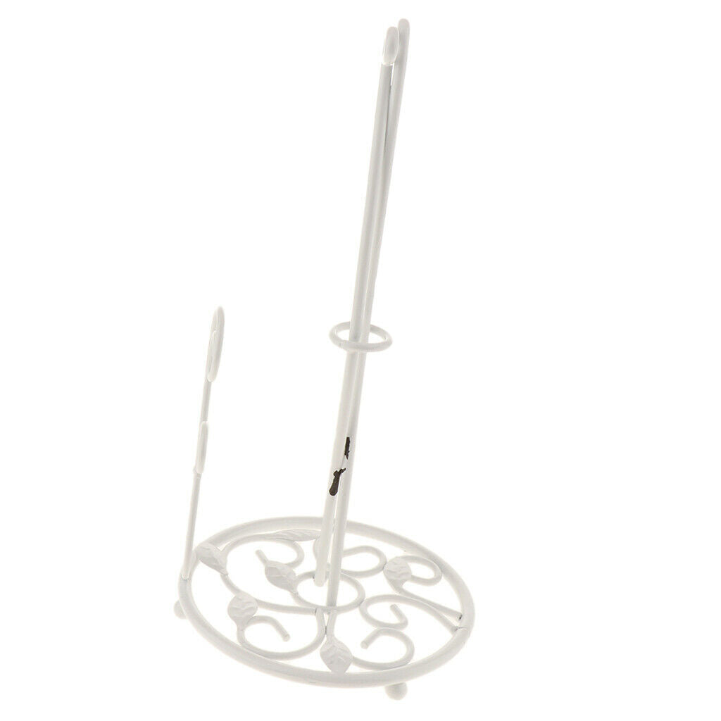 Metal Napkin Tissue Paper Towel Holder Roll Paper Towel Rack Freestanding White