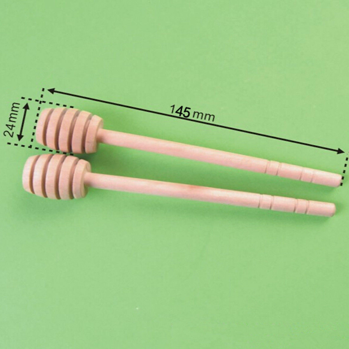 Wood Honey Dipper - Wooden Honny Pot Stick Spoon Drizzler Server 6" Long