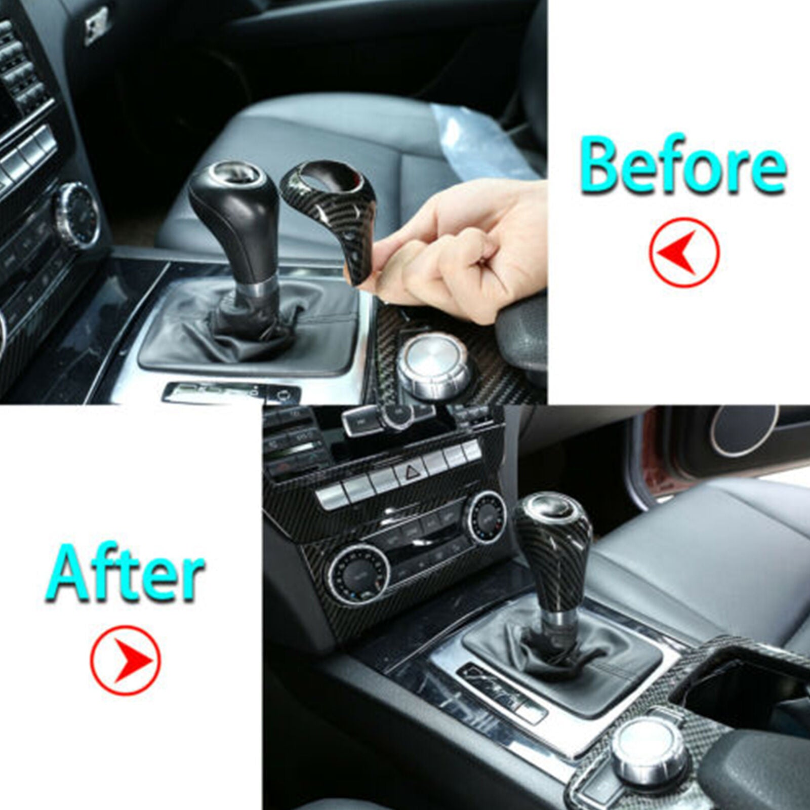 Carbon Fiber Style Gear Shift Knob Head Cover fit for Mercedes W204 W212