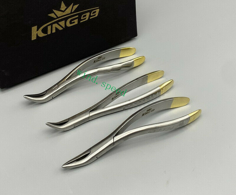 3pc Dental Root Fragment Minimally Invasive Tooth Extraction Forcep Plier Curved