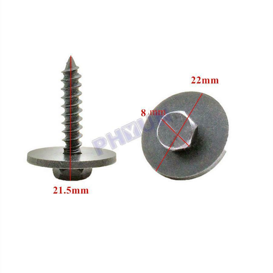 50Pcs Metal Car SUV Screws Retainer Clips 8mm Hex (5-21.5mm) Repair Accessories