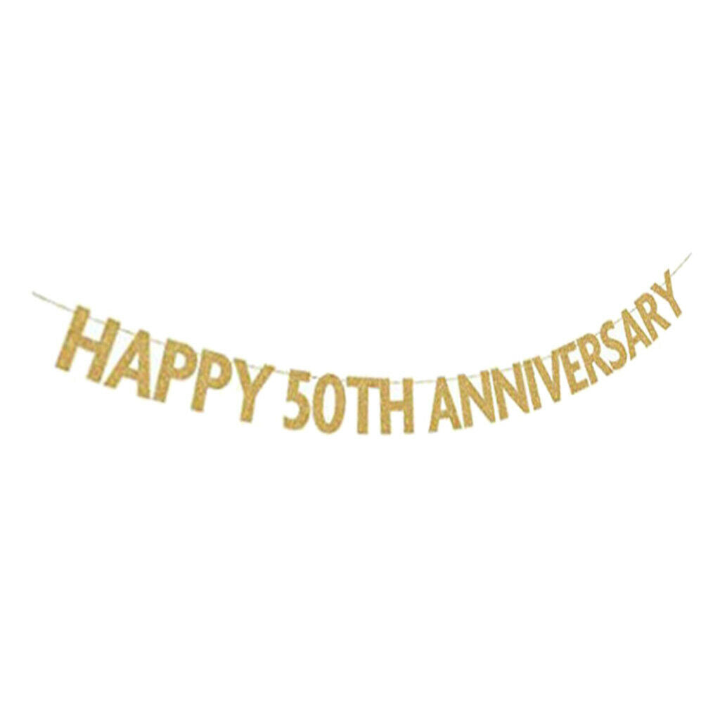 Glitter 50th Bunting Banner Anniversary Birthday Wedding Party Hanging Sign