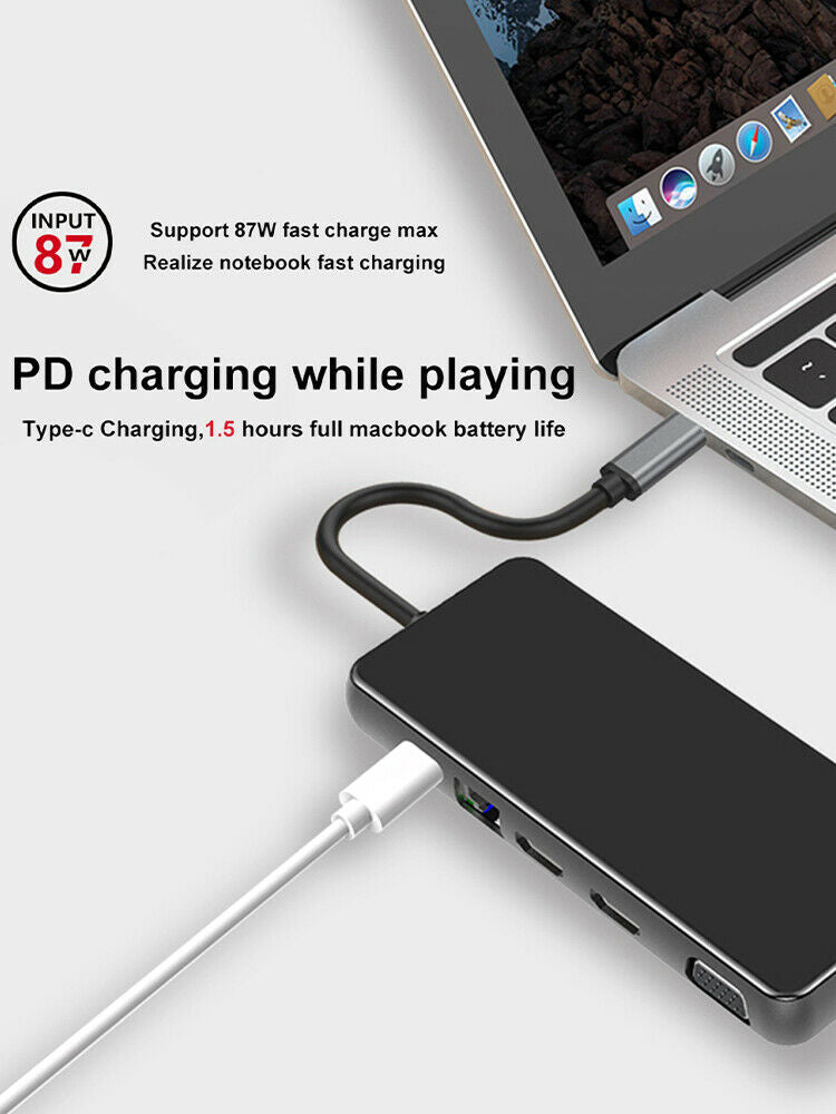 USB C Laptop Docking Station USB 3.0 HDMI VGA RJ45 PD HUB For Laptop Macbook LIN