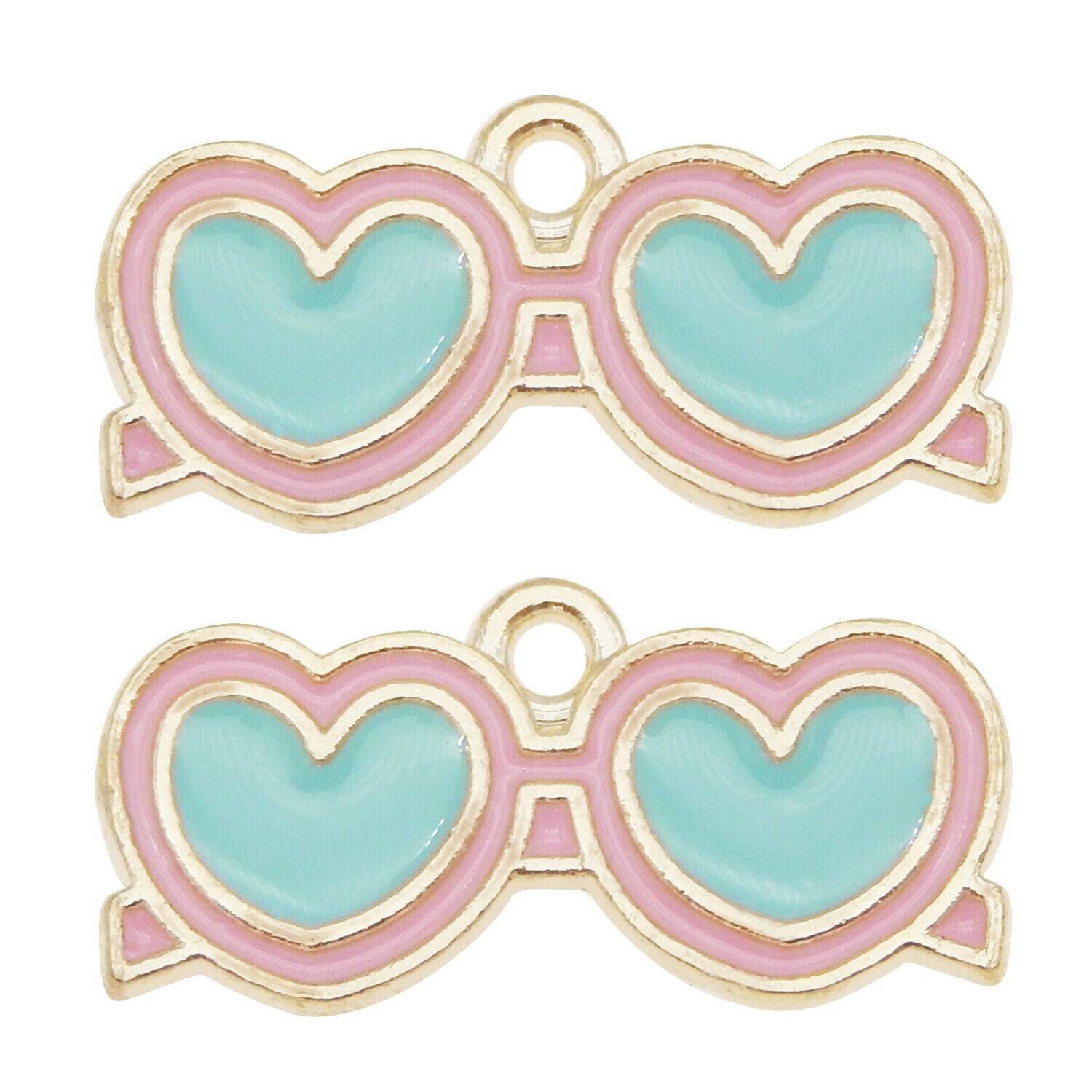 20pcs Enamel Charm Heart Glasses Bracelet Alloy Pendant Jewelry Crafting 21x10mm
