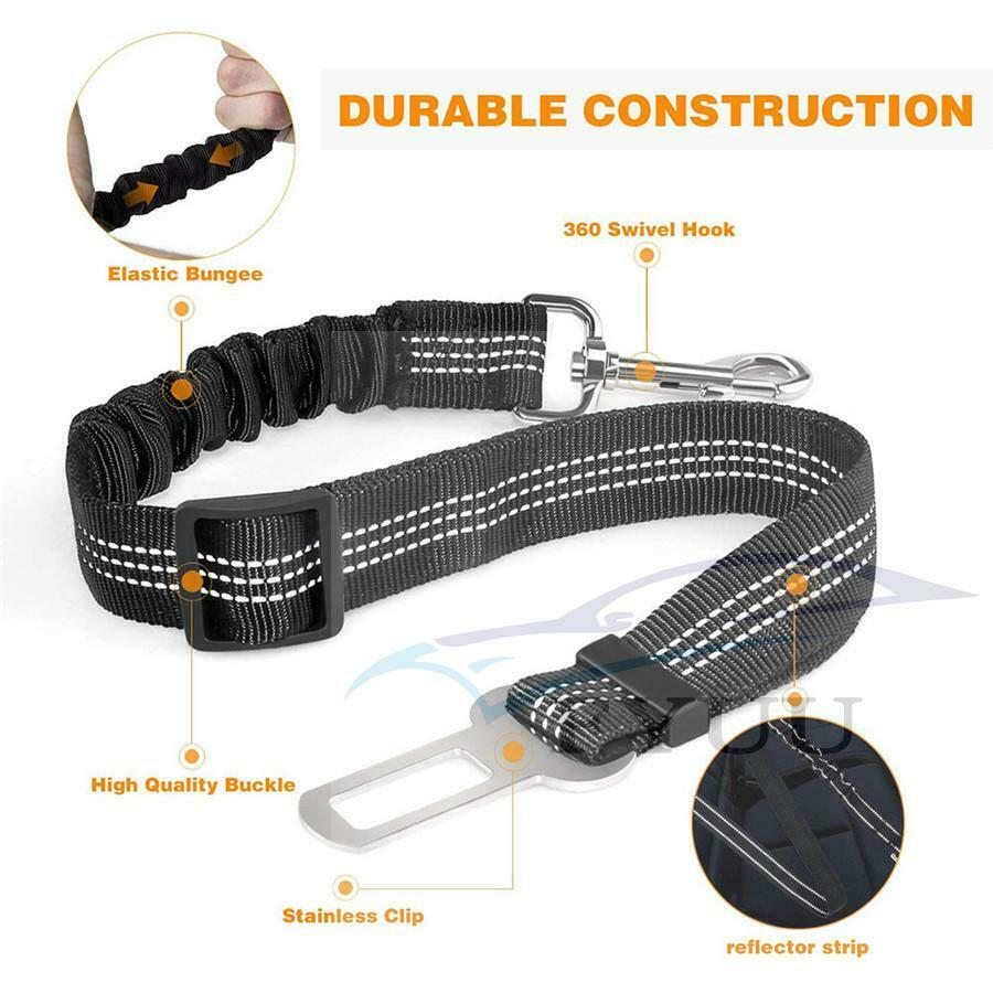 Dog Seat Belt Leash Pet Seatbelt Car ELASTIC Safety Adjustable Harness 2 Pack