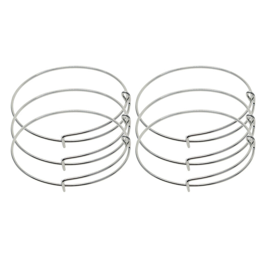6 Pieces Brass Sliver Plated Adjustable Wire Bracelets