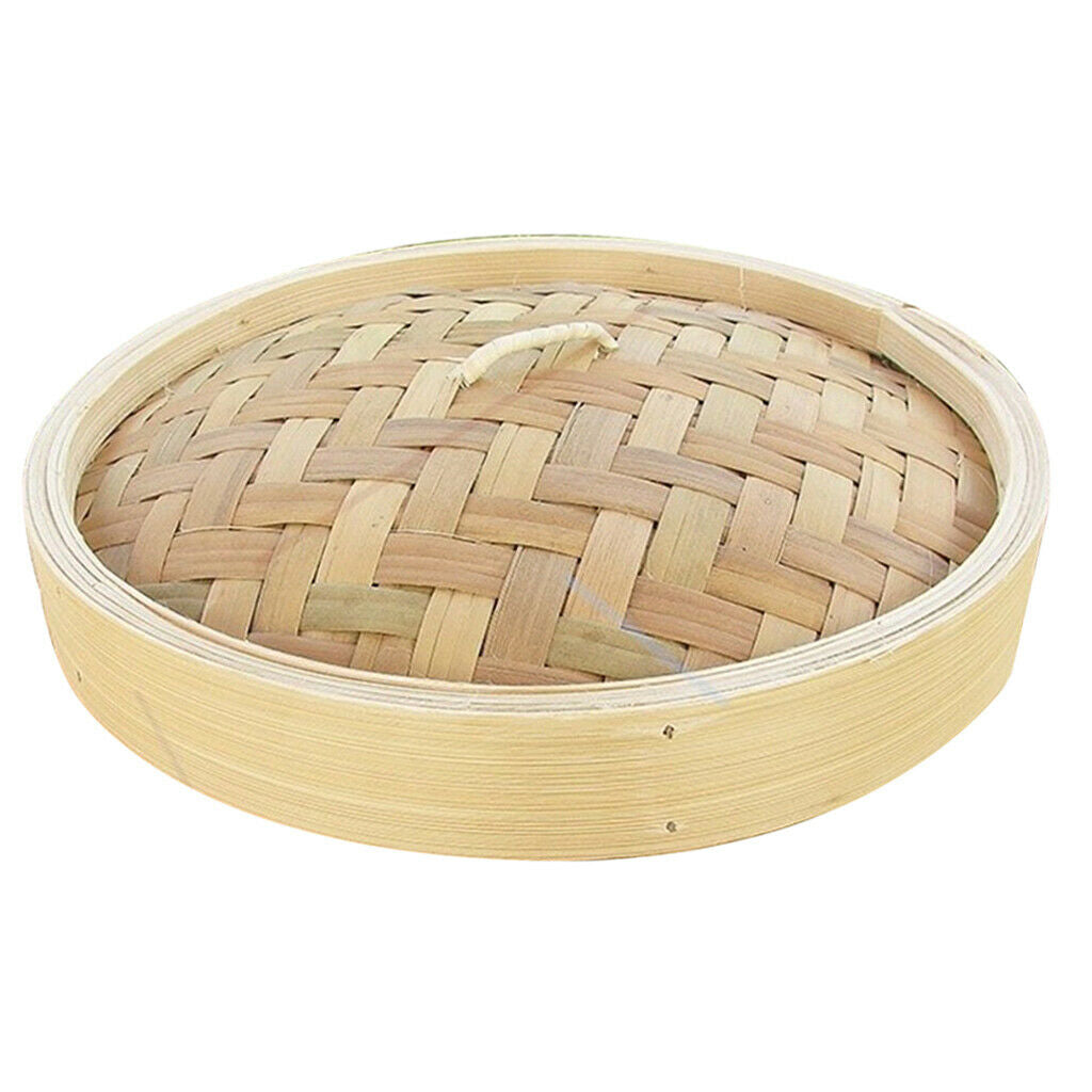 2X Bamboo Steamer Basket Lid Round Food Meat Seafood Vegetable Steamer Lid