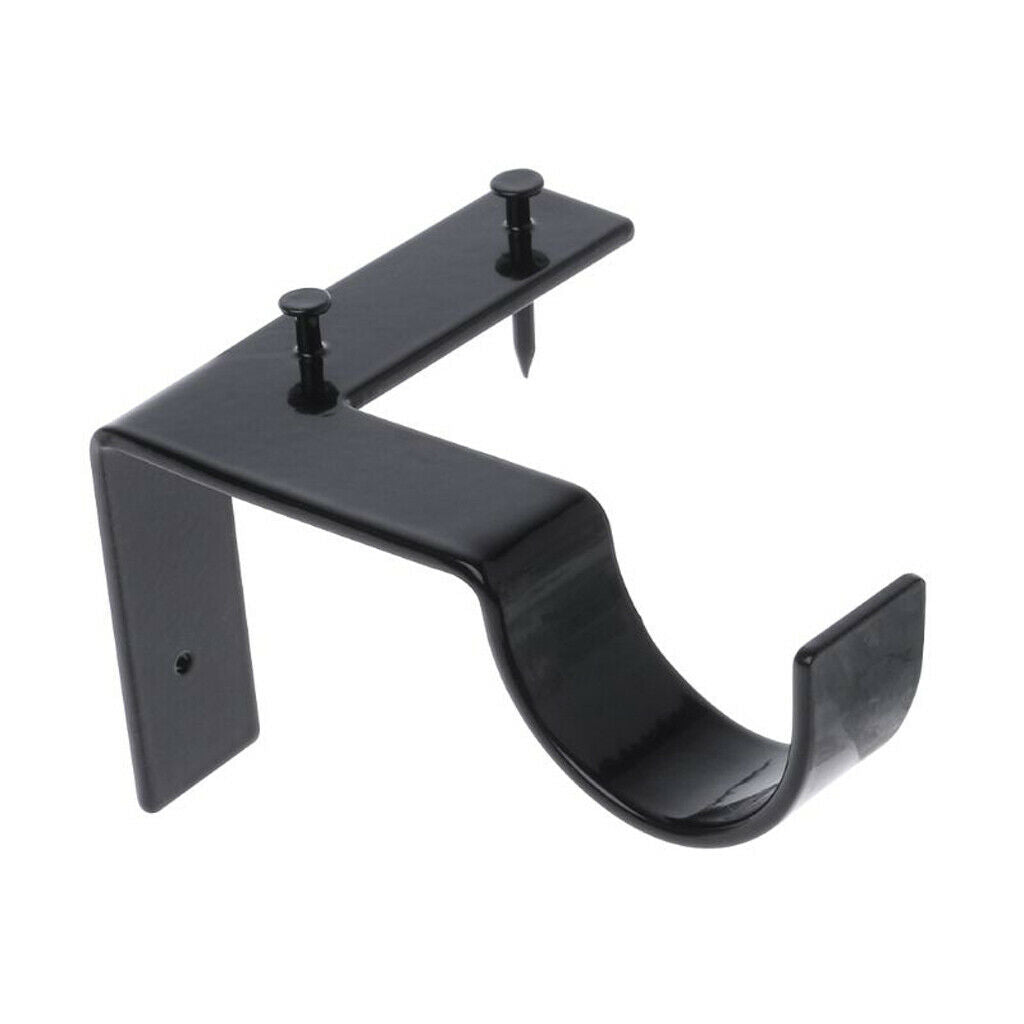 1 Pair Curtain Rod Brackets Cafe Holders Easy to Use Decoration Single_Black