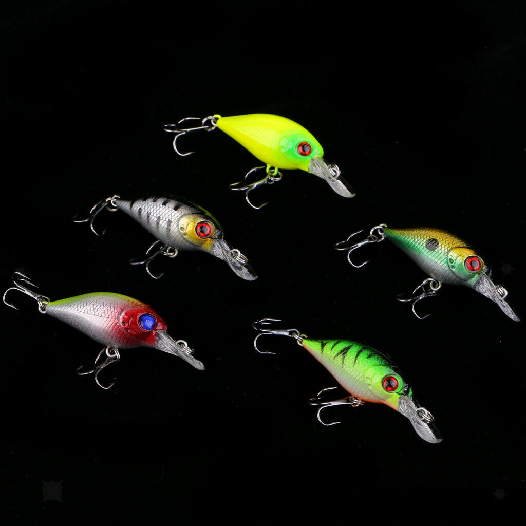 5Pcs Crank Lure Crank Baits Deep Swim Hard Fishing Tackle 5cm/4.2g