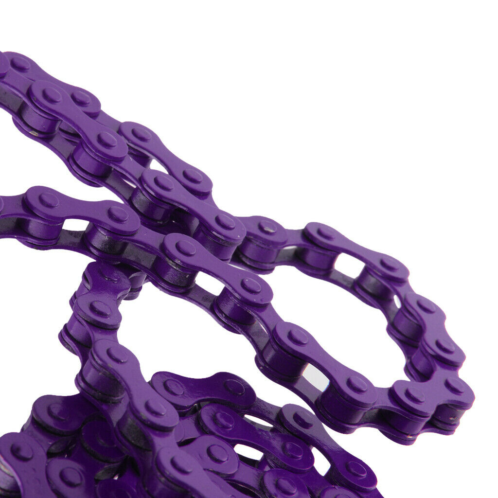 Pack of 2, Single Speed Bicycle Chains - 1/2 x 1/8 Inch, 96 Links, Purple &