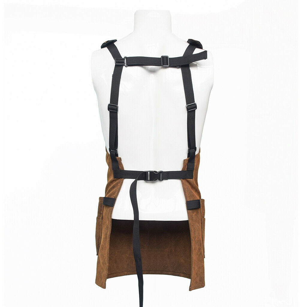 Durable Canvas Tool Apron with Adjustable Strap for DIY BBQ Carpenter Unisex UK