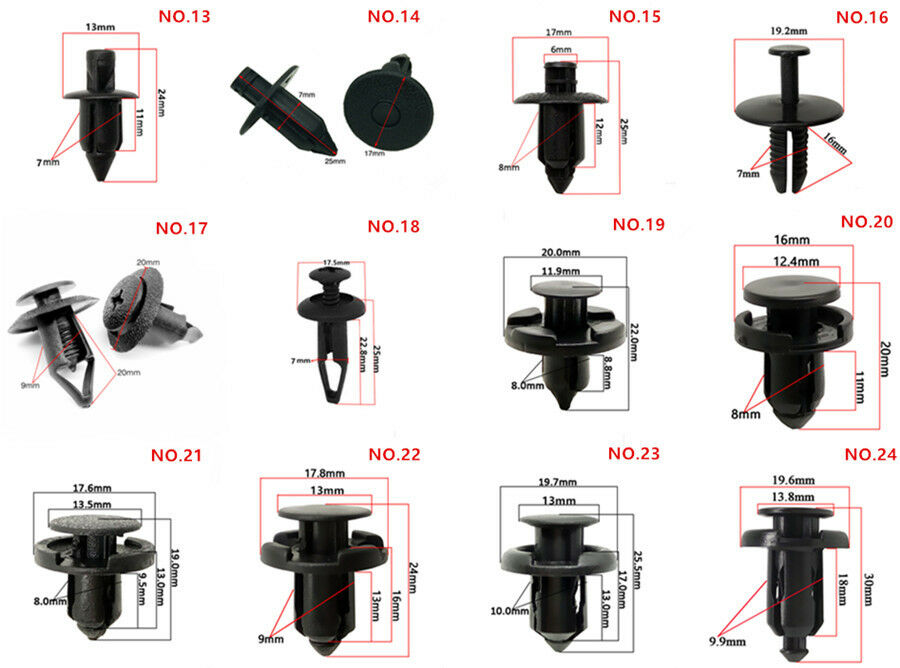 150Pcs Mixed Car Bumper Leaf Plate Fender Trunk Screw Rivets Fastener Clips Kit