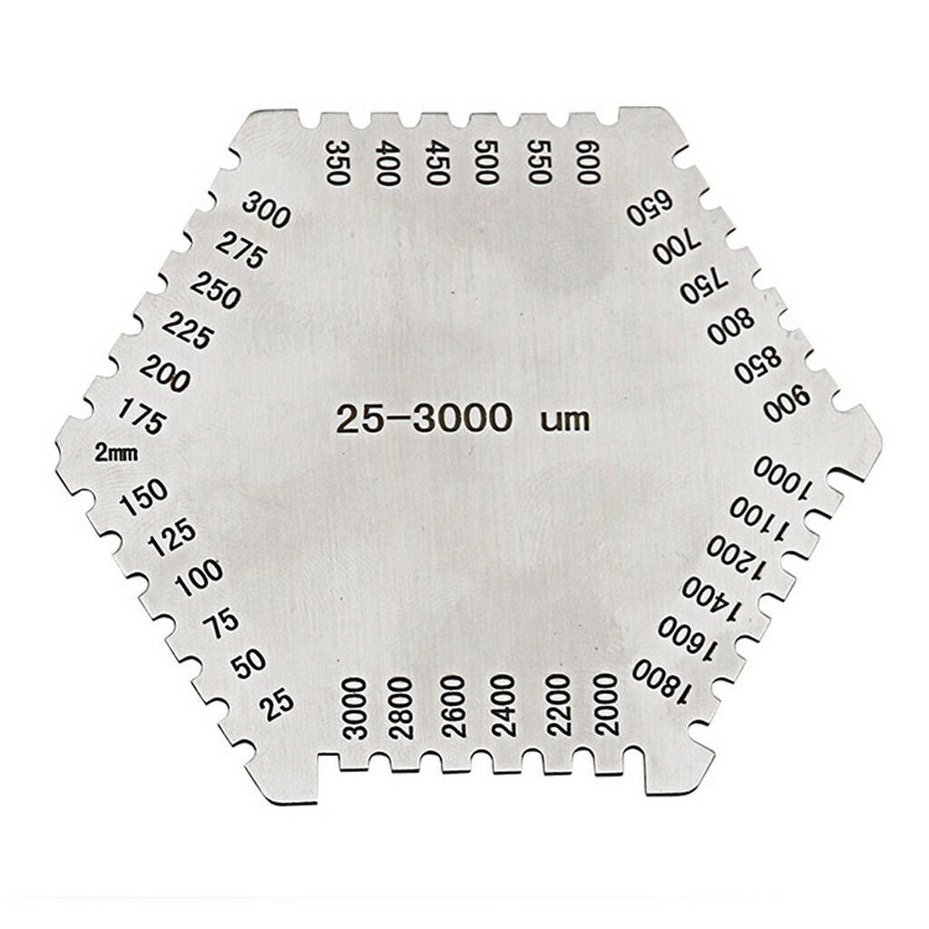 Wet Film Layer Thickness Gauge Made Of Stainless Steel, Hexagonal, 25-3000um