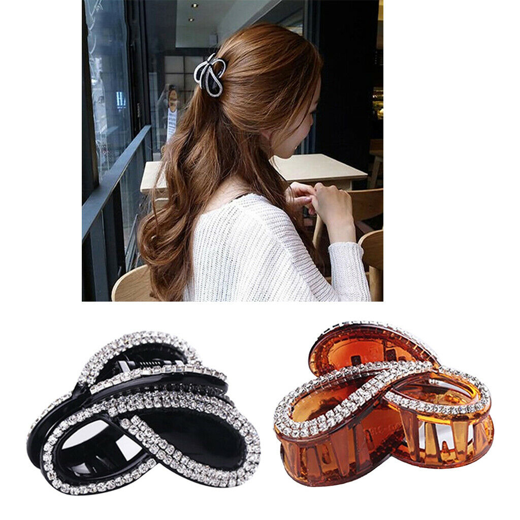 2 Pack Lady Geometric Hair Claw Crystal Hair Clip Jaw Make up Updo Tools