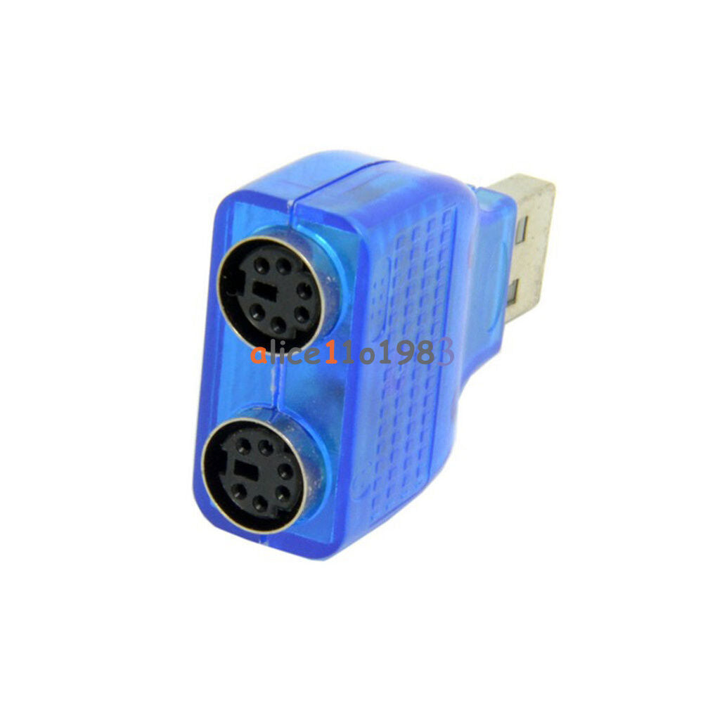 New USB Male To Dual PS2 PS/2 Female Mouse Keyboard Splitter Converter Adapter
