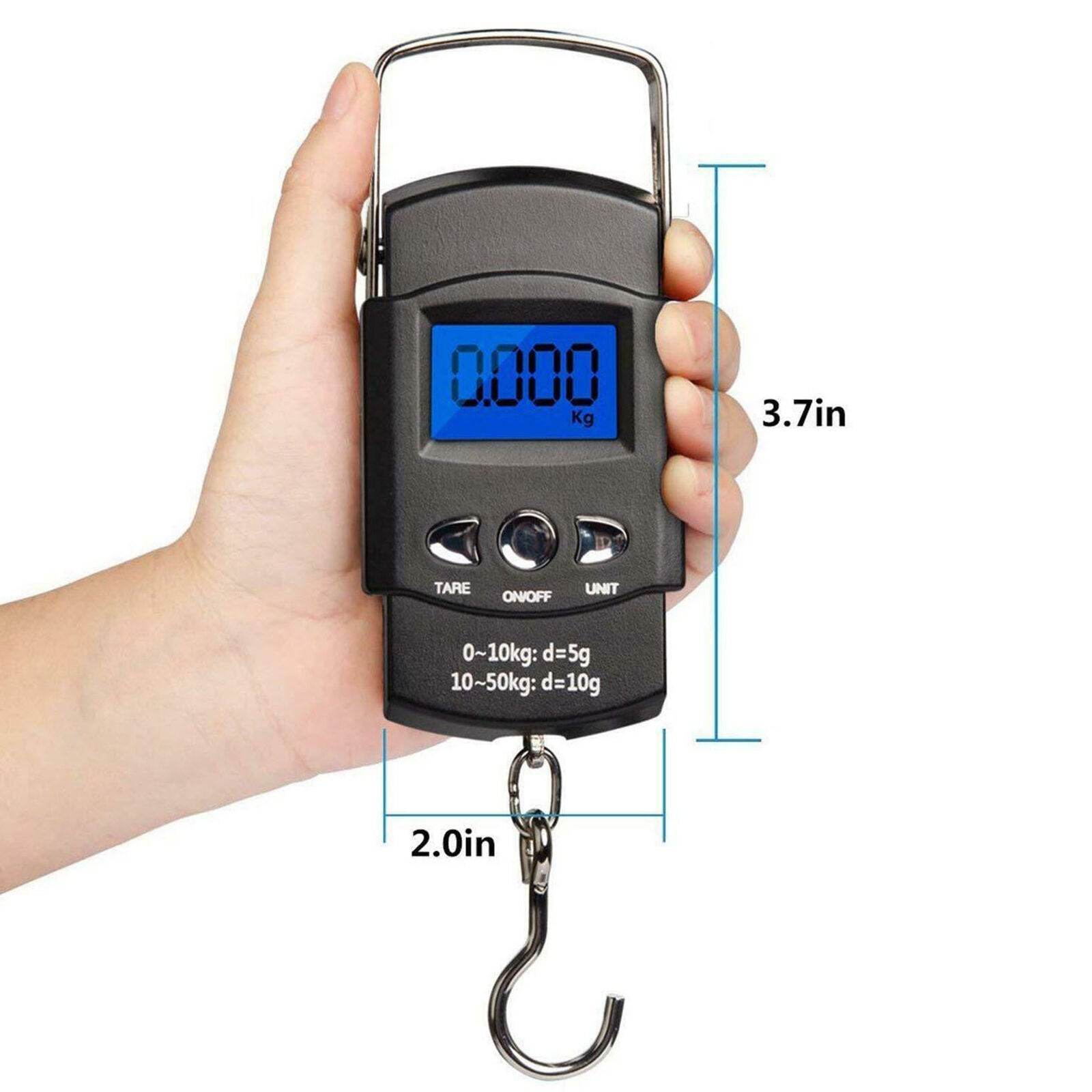 Portable Digital Fishing Scales 110lb/50kg Travel Luggage Scale w/ 1M Tape Ruler