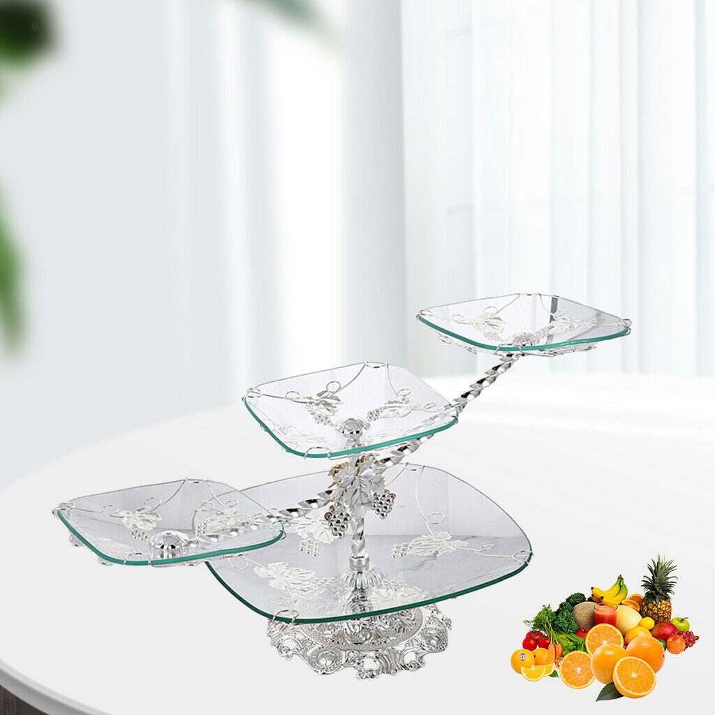 Square European Tempered Glass Fruit Tray Snack Serving Bowl Storage Plate