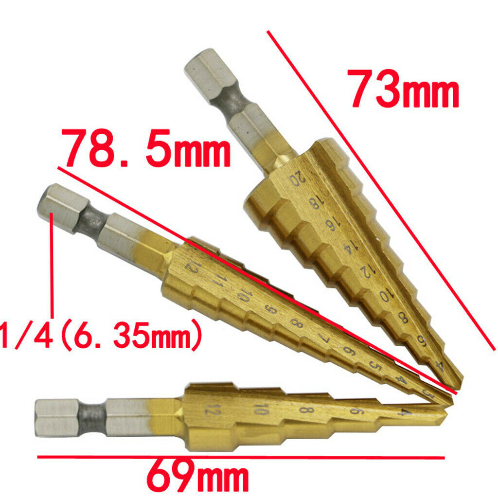 2 Pieces HSS Conical Drill Steel Titanium Drill Bit Set 3-12mm 4-12 / 20mm