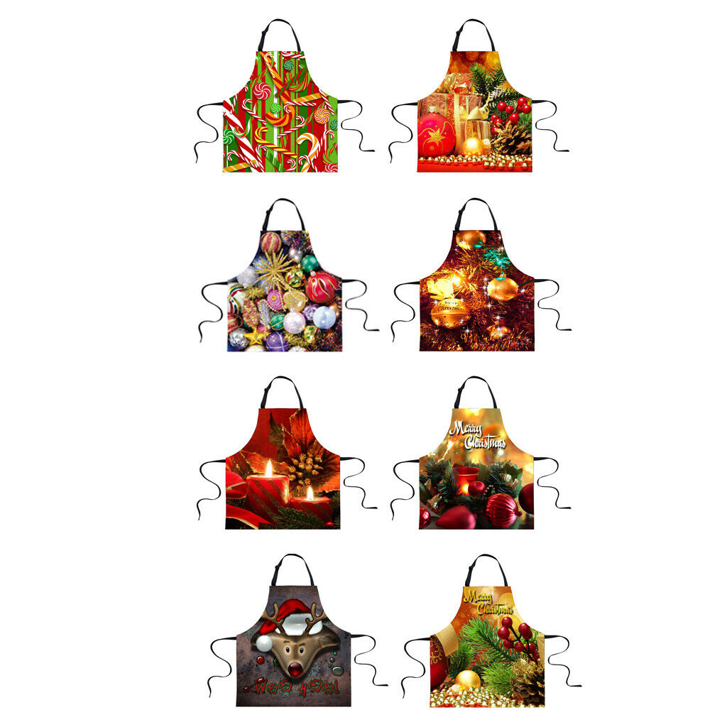 Chistmas Kitchen Apron with Pockets Ties Chef's Apron Cooking blinking