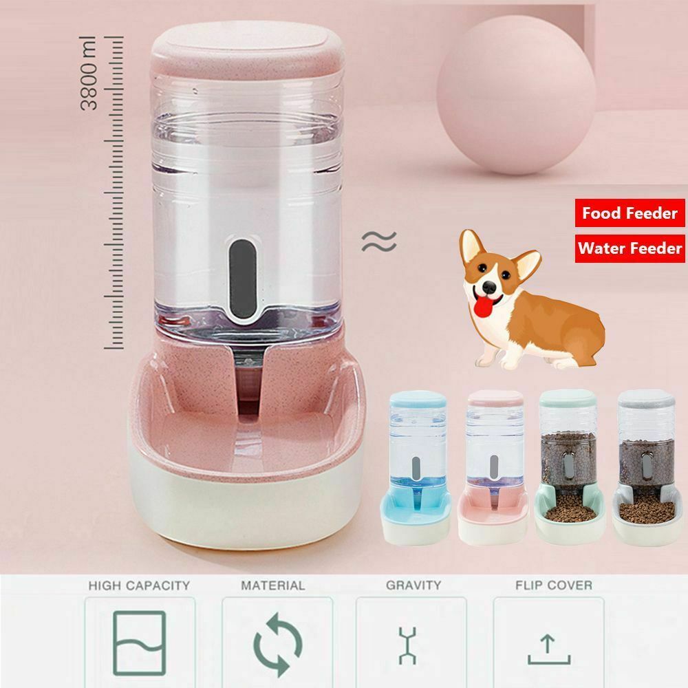 Bowl Large Capacity Puppy Food Water Dispenser Dog Cat Bottle Pet Feeder