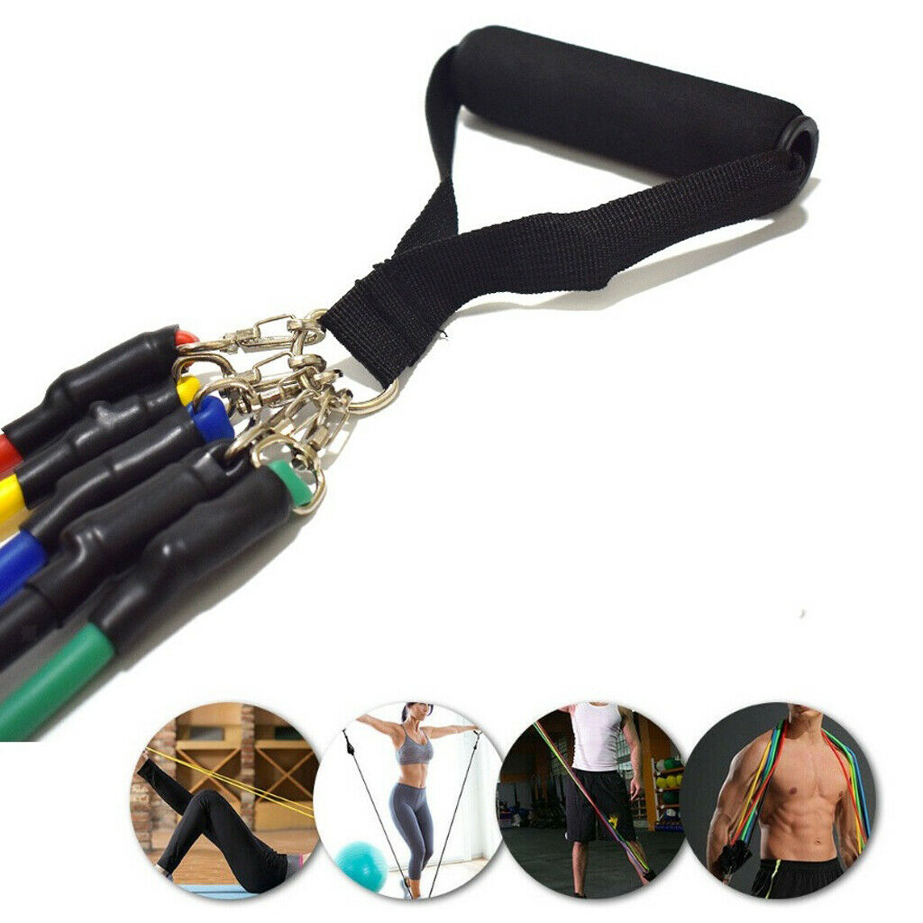 11 Pieces Elastic Resistance Bands Set with Handles Workout Bands Fitness