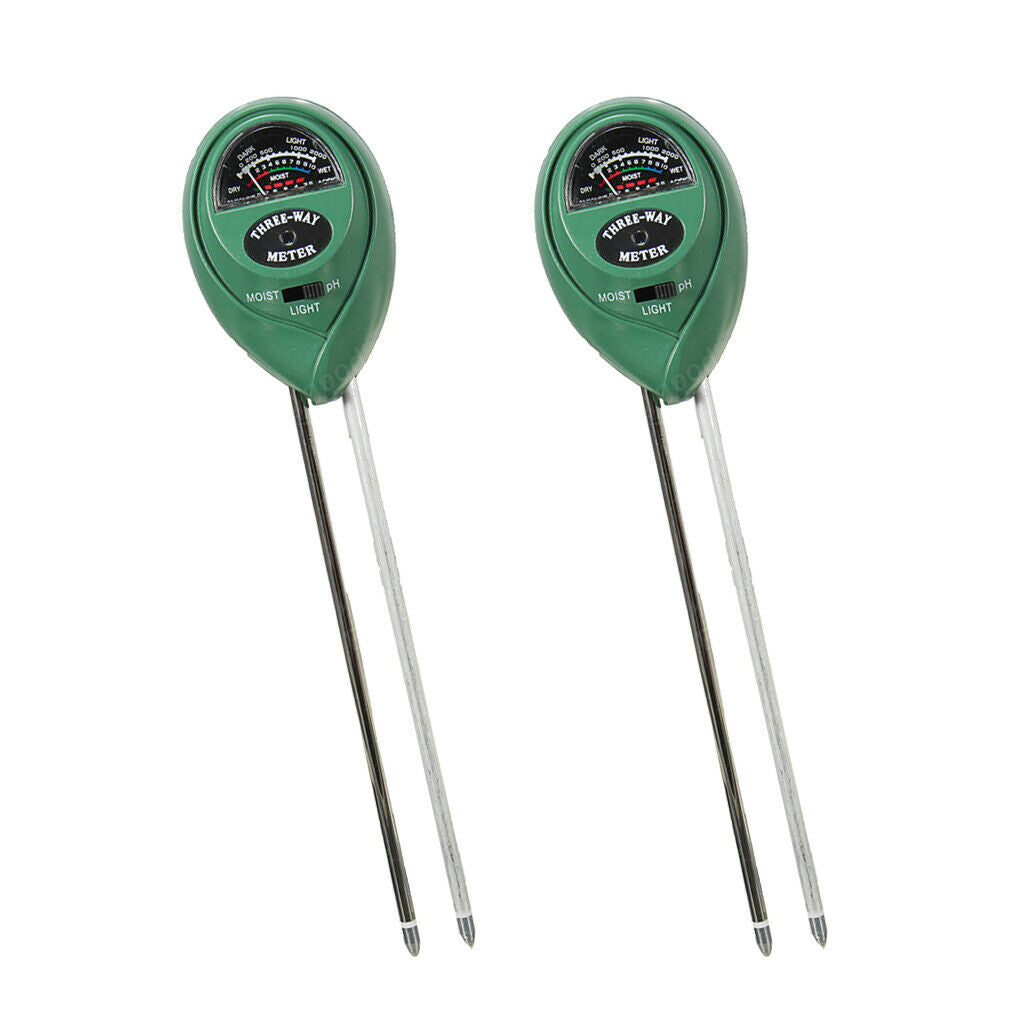 2pcs 3 in 1 pH Garden Soil Tester LCD Temperature Moisture Sunlight Meter