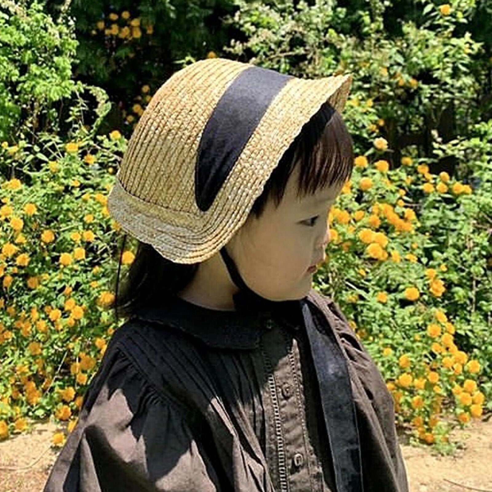 Children Visor Sun Hat Girls Summer Straw Baseball Cap Kids Beach Bucket Hat