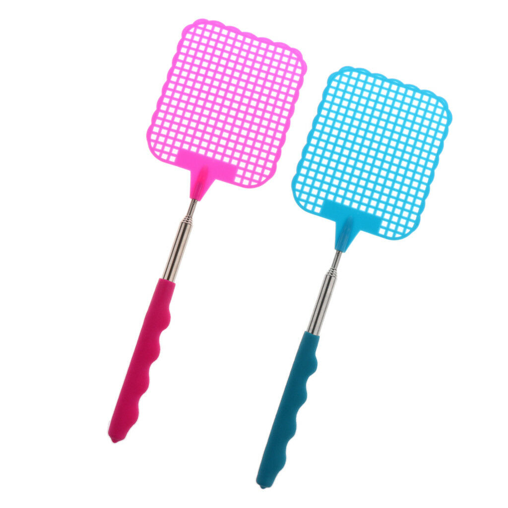 2pcs Fly Swatter Retractable Kill Mosquitoes Flies Telescopic Tool Plastic