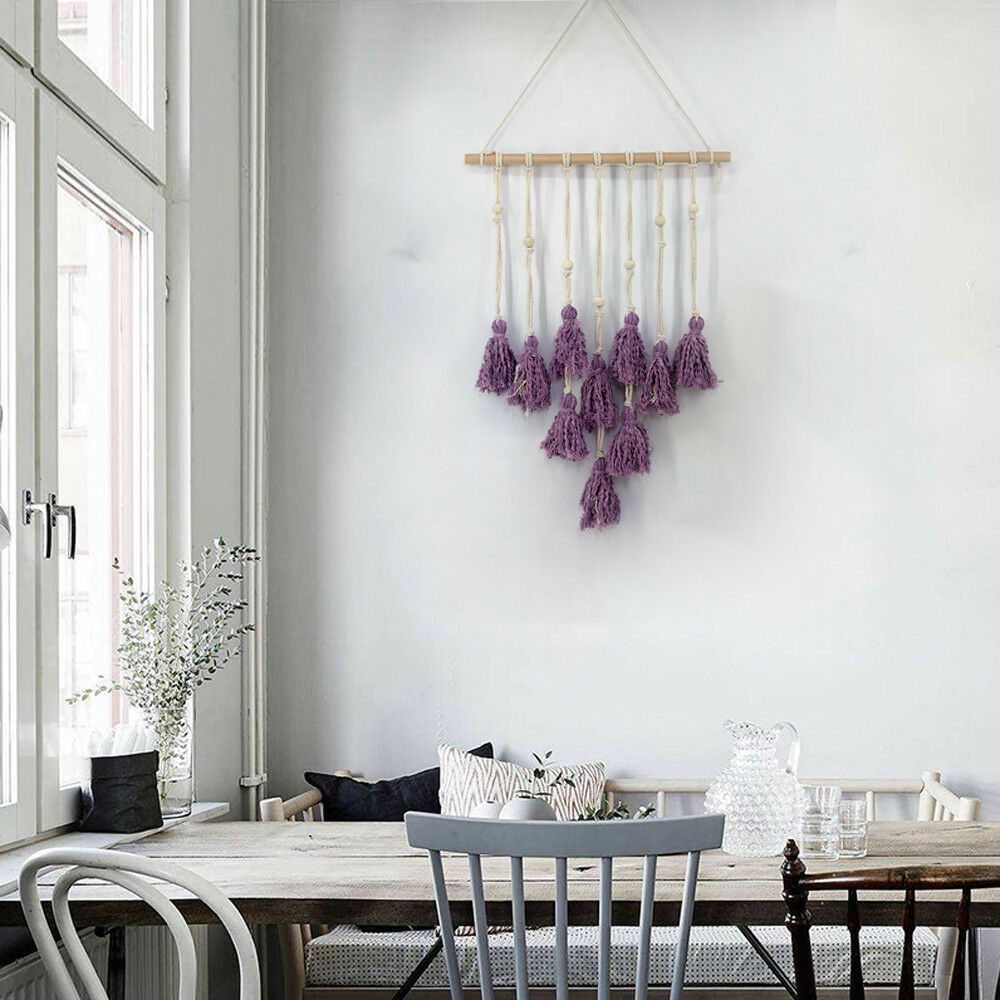 Purple  Macrame Wall Hanging Tapestry Woven Bohemian Art Backdrop Wedding Party