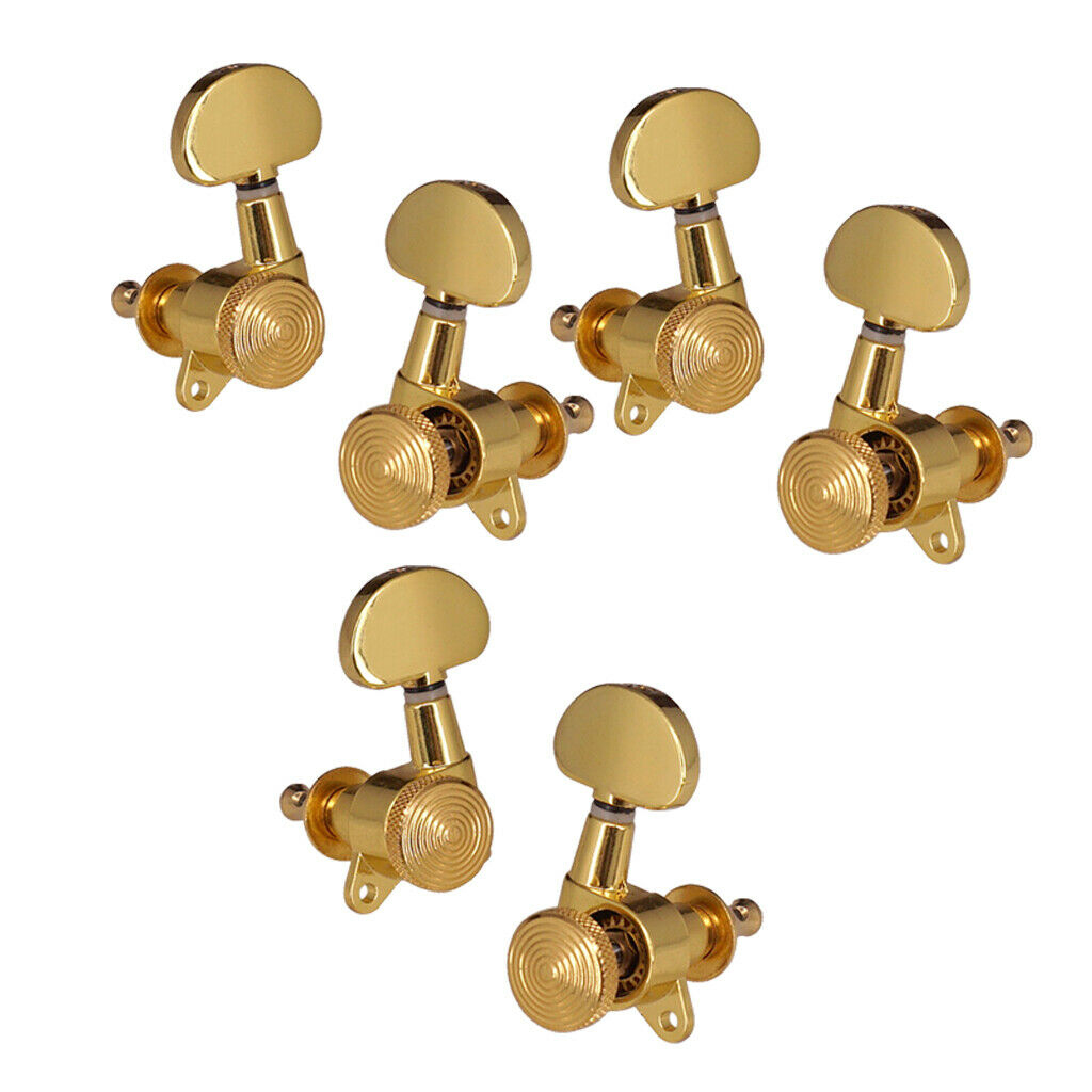 Lock Gear Folk Guitar String Key Button Tuning Pegs Machine Heads 3 Left + 3