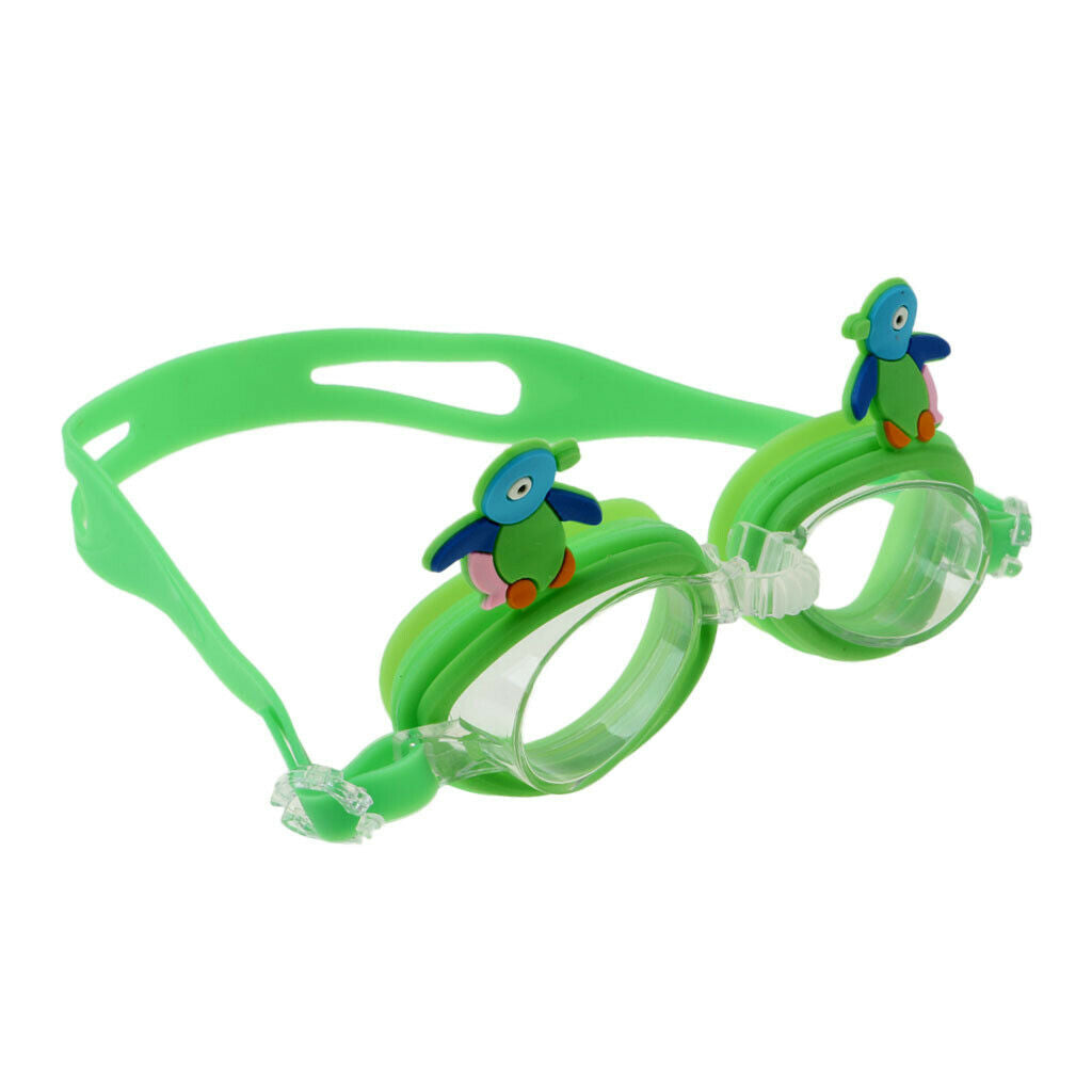 Cartoon Kids Goggles Anti Fog UV Protection Swim Glasses Blue Penguin