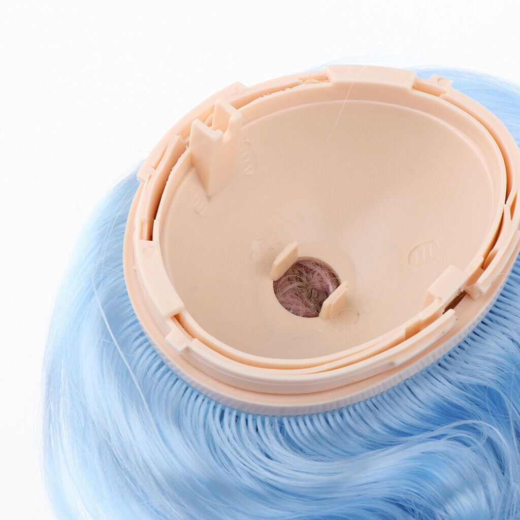 Wavy Culry Wig with Silicone Headshell, Gradient Blue Hair for 1/6 Blythe Pullip