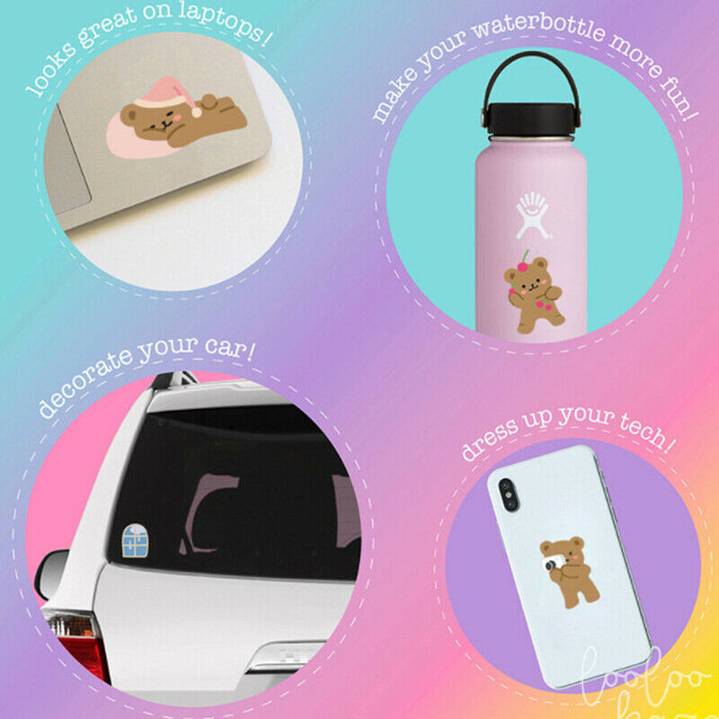 60x Cute Cartoon Little Bear Hand Account Stickers For Laptop Luggage Dec.l8
