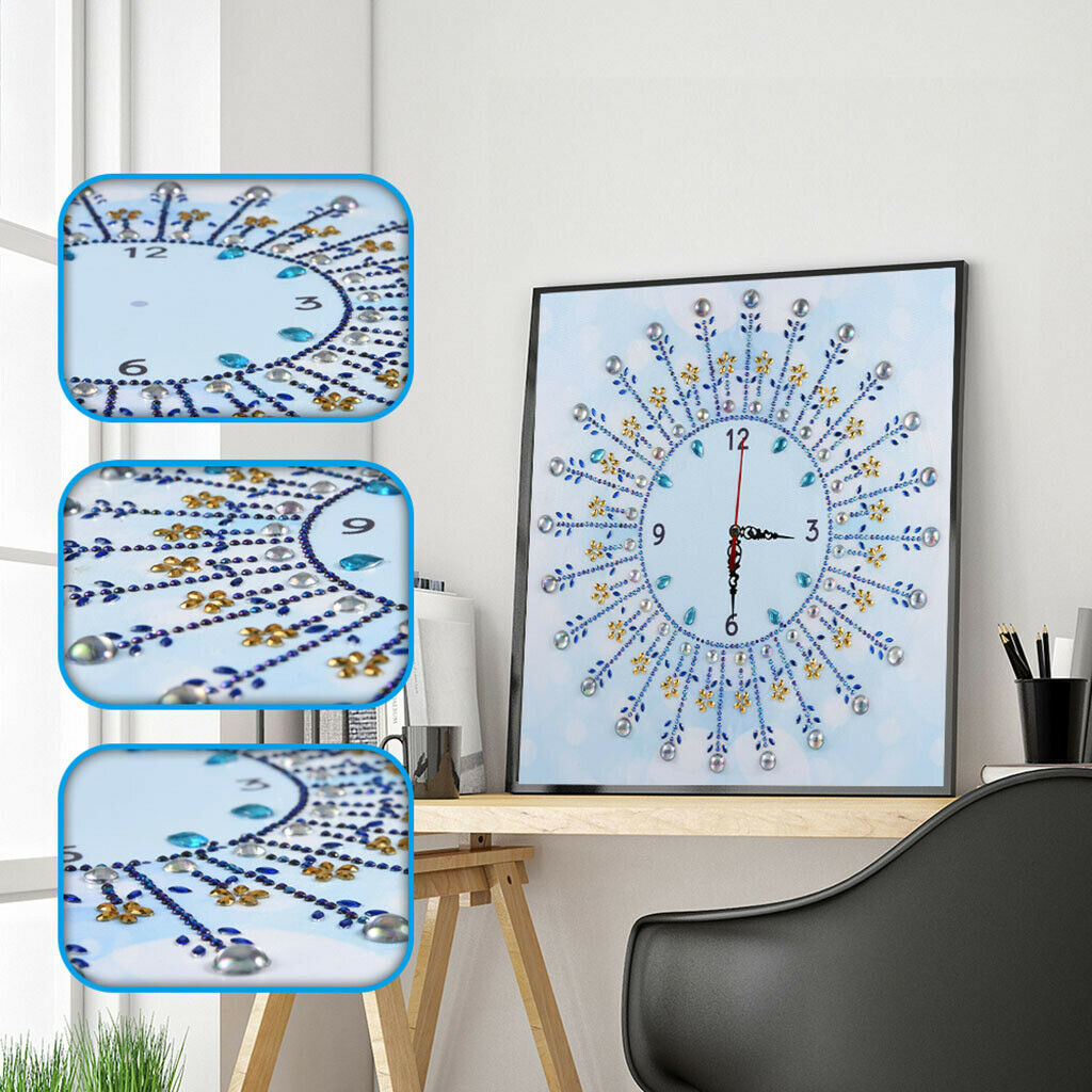 DIY Clock Special Diamond Painting Kits for Adults Cross Stitch Light Blue