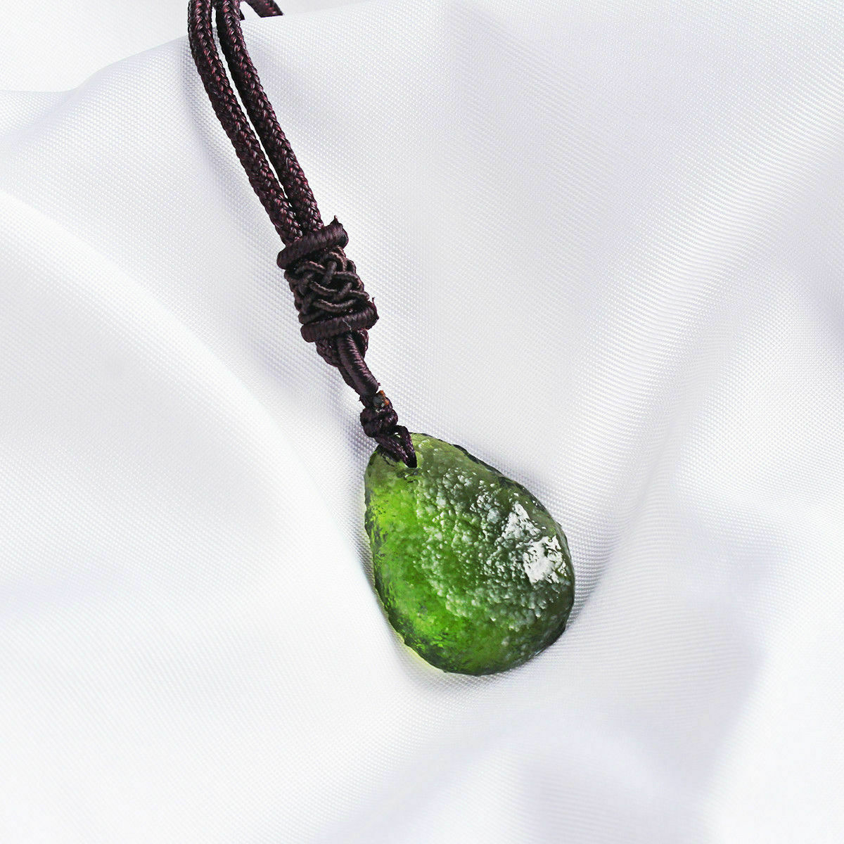 Moldavite Aerolites Crystal Stone Pendant Unique Energy Necklace Jewelry Green