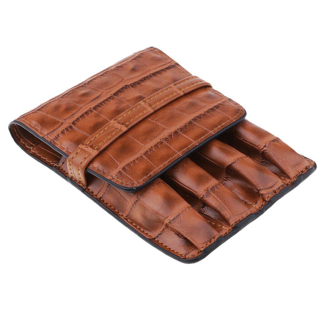 Handmade Leather Pen Bag Portable Pencil Bag Accessories for 4 Pens Brown