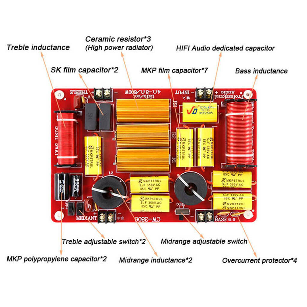 600W loudspeaker audio frequency divider crossover 3 way module, audio