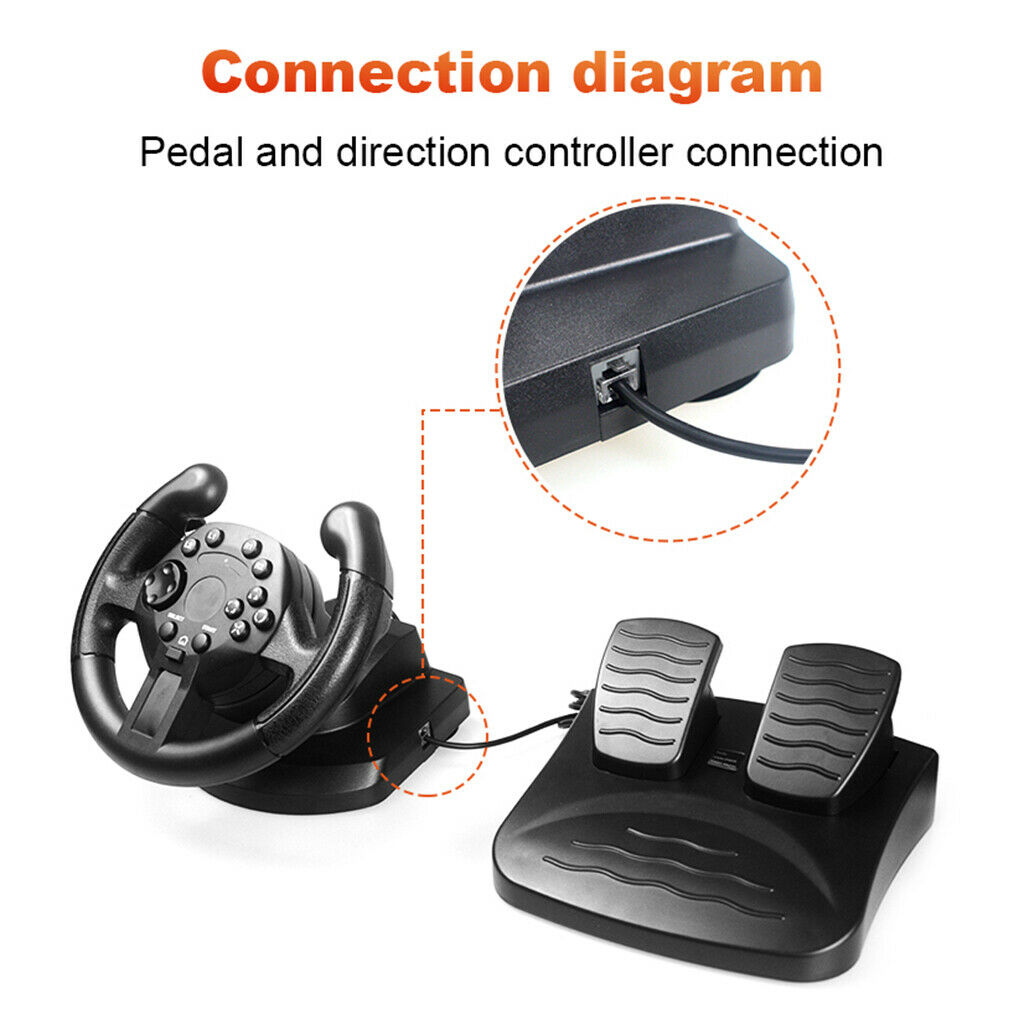 Racing Wheel, Gaming Steering Wheel with Pedal,PC Gaming Wheel,Compatible for