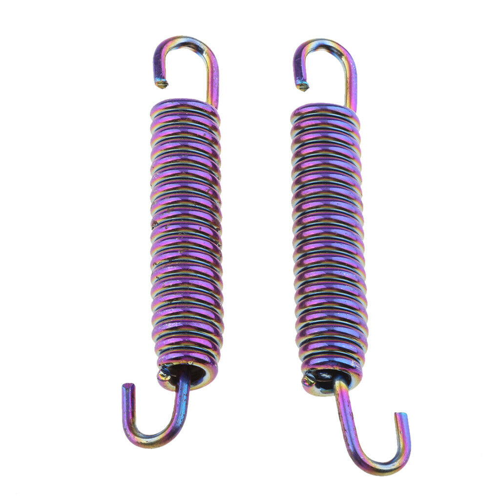 2Pcs 65mm Motorcycle Stainless Steel Exhaust Pipe Muffler Spring Hook Purple