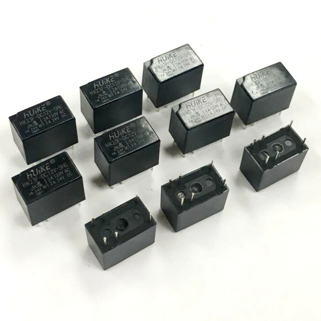 10 Pieces DC12V Coil 6-Pins DPDT Mini Power Relays PCB Type HK23F-DC12V-SHG