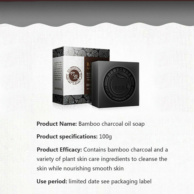 Black Bamboo Charcoal Soap Treatment Skin Care Face Body Clear Whitening Soap SJ