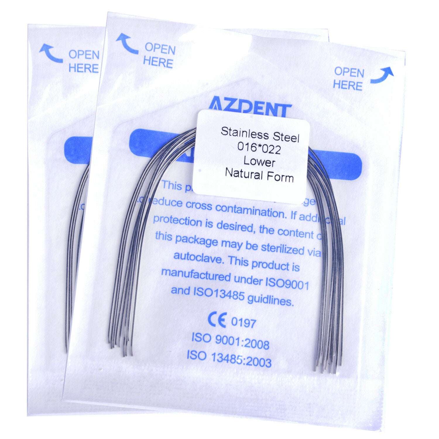100X AZDENT Dental Stainless Steel Rectangular Arch Wires Nature Form 10pc/pack