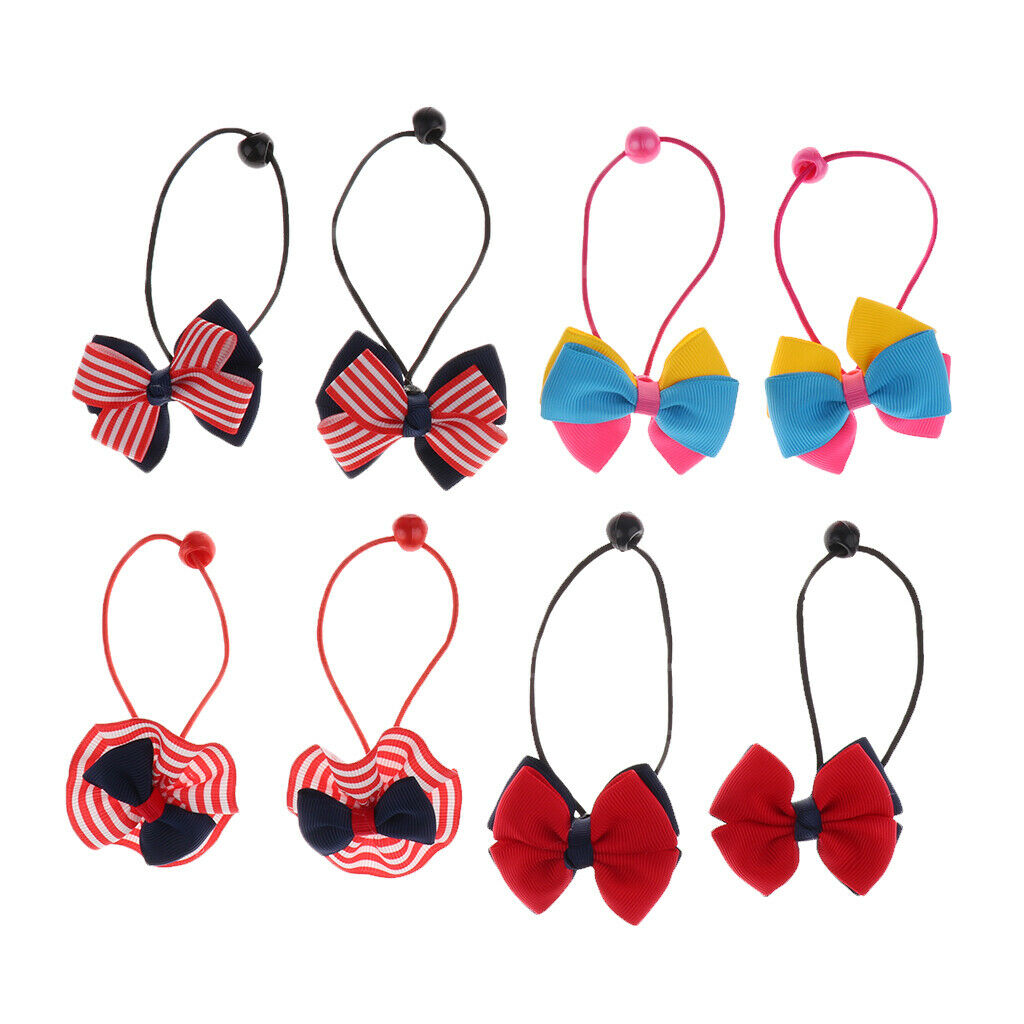 8 Piece Baby Girls Hair Bow Elastic Ties Ponytail Holders Hair Bands Style 3