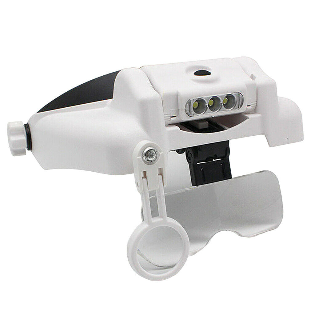Jewelers Headband LED Light Head Loupe Bright Illuminated Magnifier w/ Lens