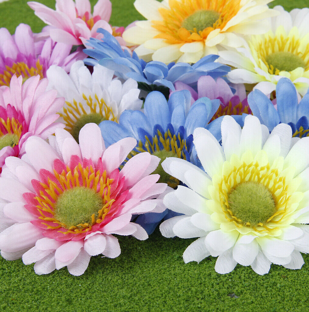10Pcs 3.15" Artificial Gerbera Daisy Silk Flowers Heads for DIY Wedding