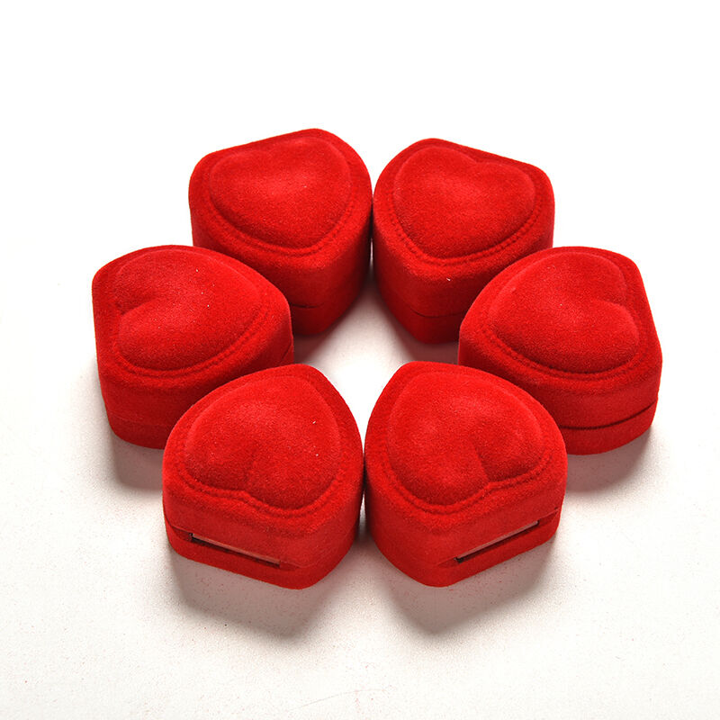 3x  Heart Shaped Ring Box Red Love Heart Storage Box Jewelry Display Box_DD