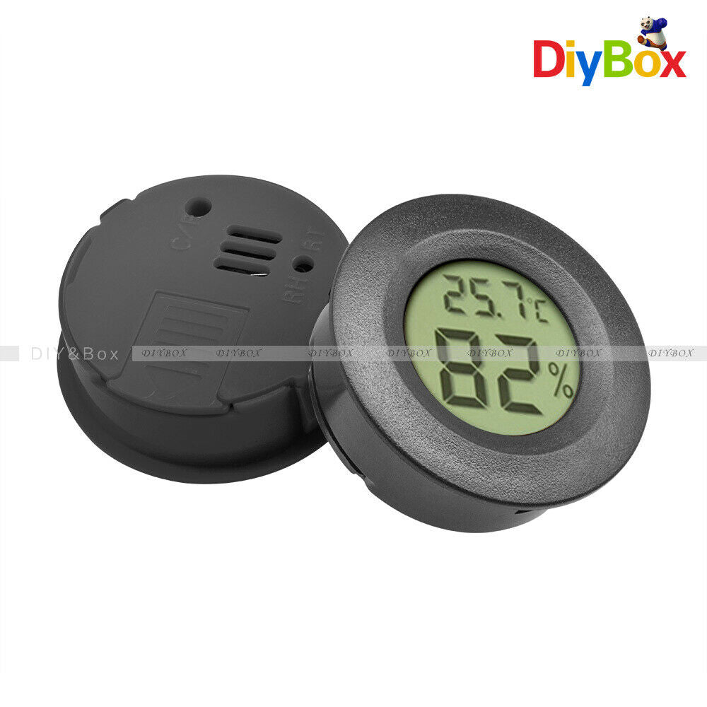 Digital Cigar Humidor Hygrometer Thermometer Round Black Face Humidity Meter