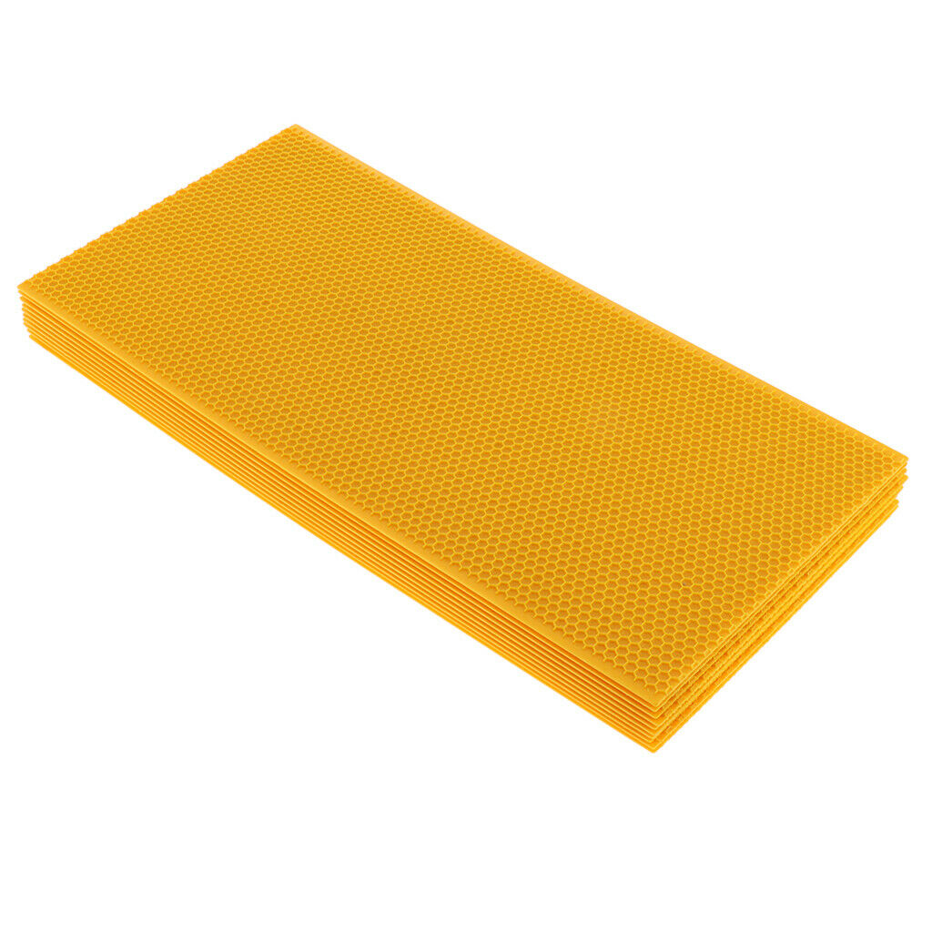 10Pieces Pure Beeswax Foundation Sheets Comb Fundation Sheet 16.7*9inch Yellow