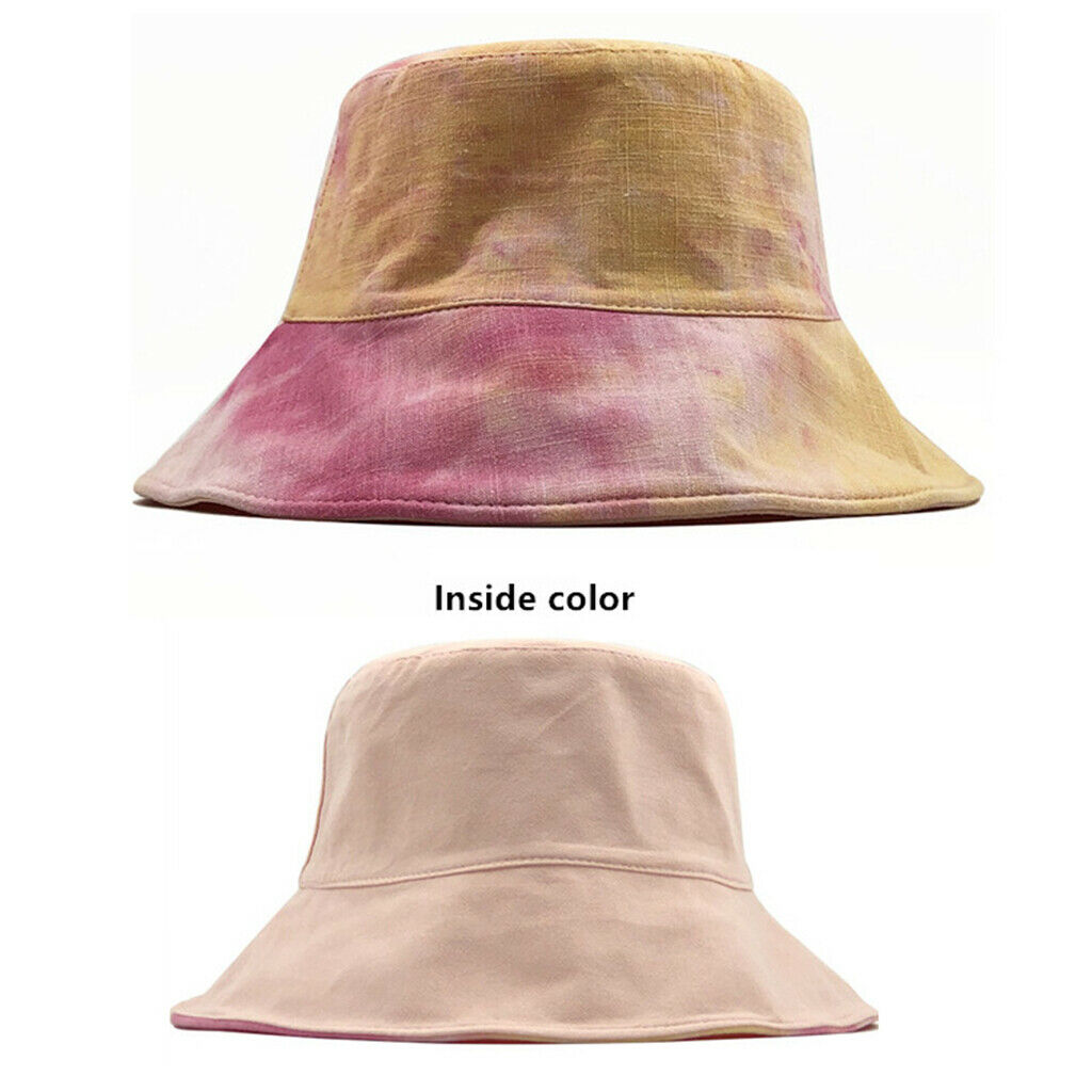 2 Pcs Womens Stylish Tie Dye Bucket Hat Outdoor Beach UV Protection Sun Hat